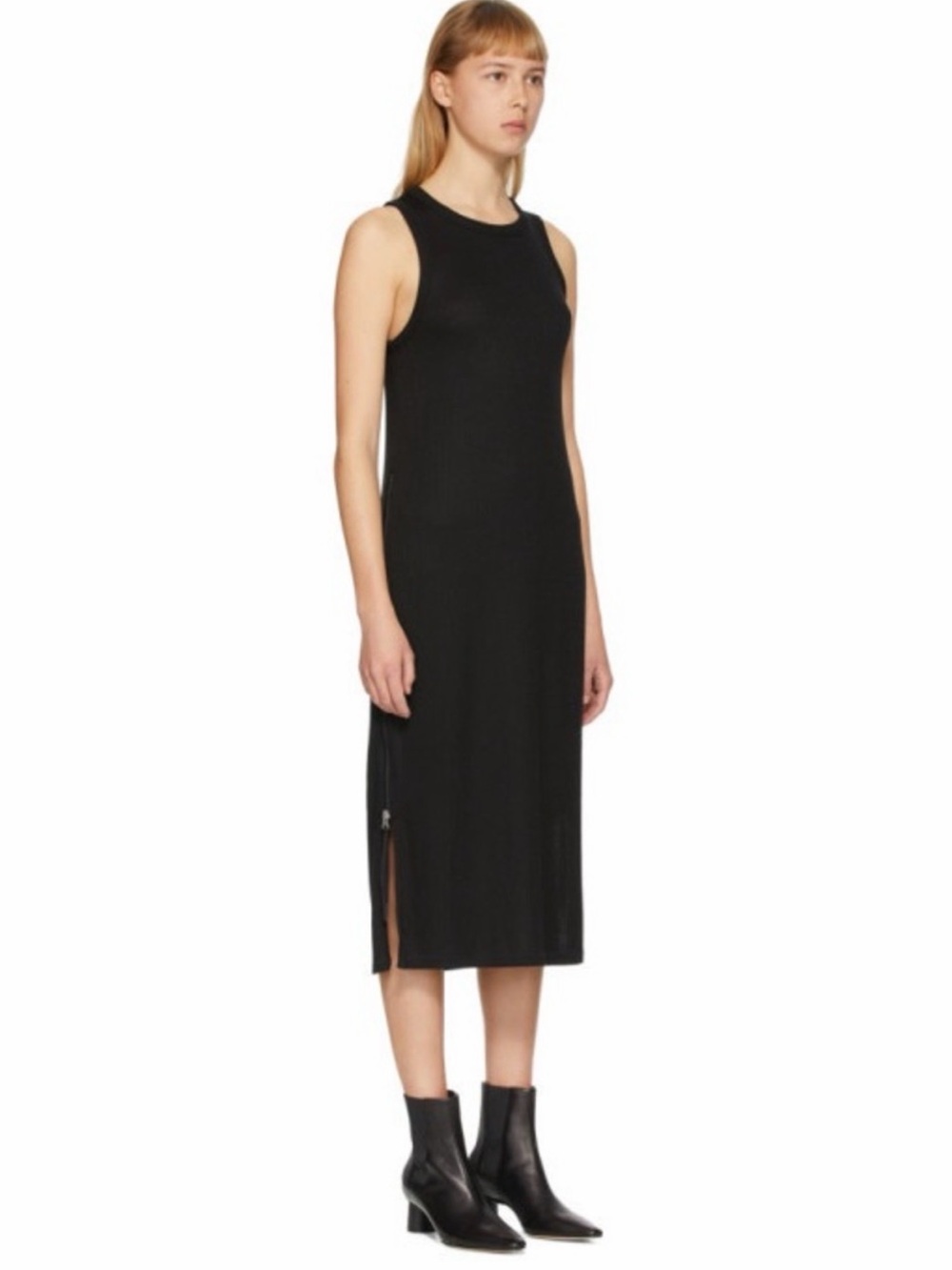 Rag & Bone Sleeveless Black Midi Dress with Side Zippers
